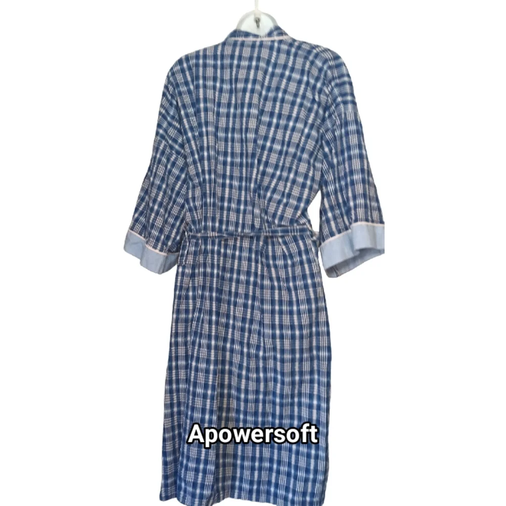 Blue Plaid Seersucker Robe - Picture 8 of 8
